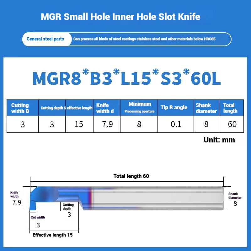 1134-MGR small bore groove cutter wear-resistant micro groove hook cutter CNC tungsten steel alloy small bore cutting groove turning tool Shandong Denso Pricision Tools Co.,Ltd.